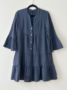 Quince 100% Organic Cotton Gauze Long Sleeve Tiered Mini Dress